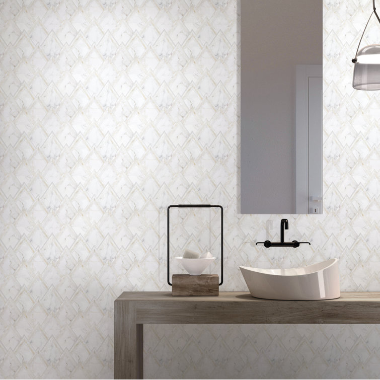 Calacatta Marble and Mother of Pearl Mosaic Tile Sheet