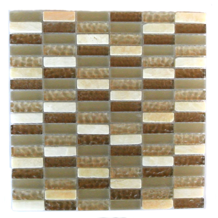 Quartz Beige and Brown Glass Stone Mosaic Tile