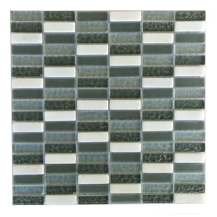 Quartz Gray Multi-Finish Glass and Stone Mosaic Tile