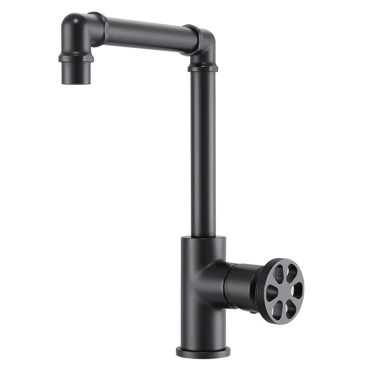 Matte Black Industrial Single Handle High Arc Bathroom Faucet