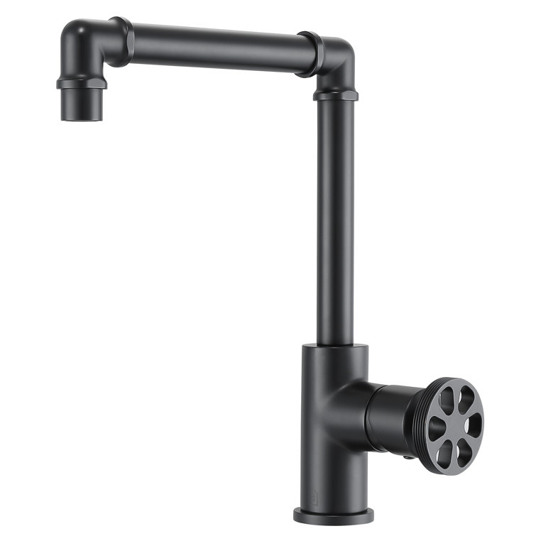 Matte Black Industrial Single Handle High Arc Bathroom Faucet