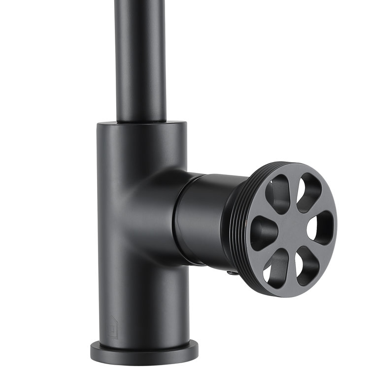 Matte Black Industrial Single Handle High Arc Bathroom Faucet