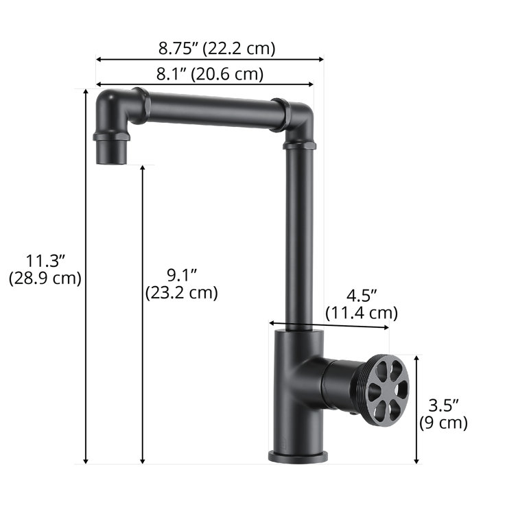 Matte Black Industrial Single Handle High Arc Bathroom Faucet