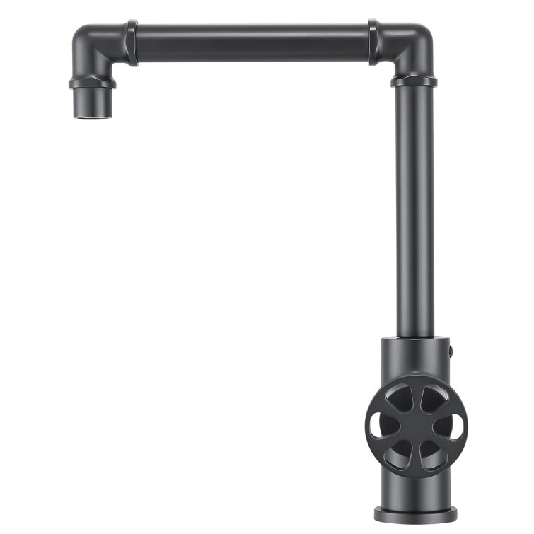 Matte Black Industrial Single Handle High Arc Bathroom Faucet