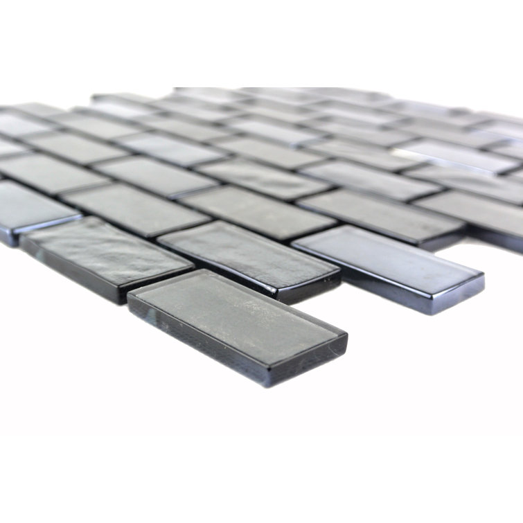 Landscape Gray Glossy Glass Mosaic Tile for Kitchens and Bathrooms