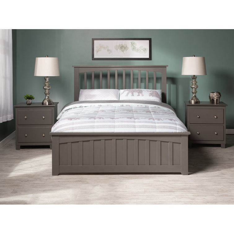 Mission Gray Full Solid Wood Platform Bed with Matching Footboard