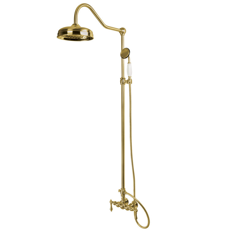 Brushed Brass Adjustable Height Multi-head Rain Shower System