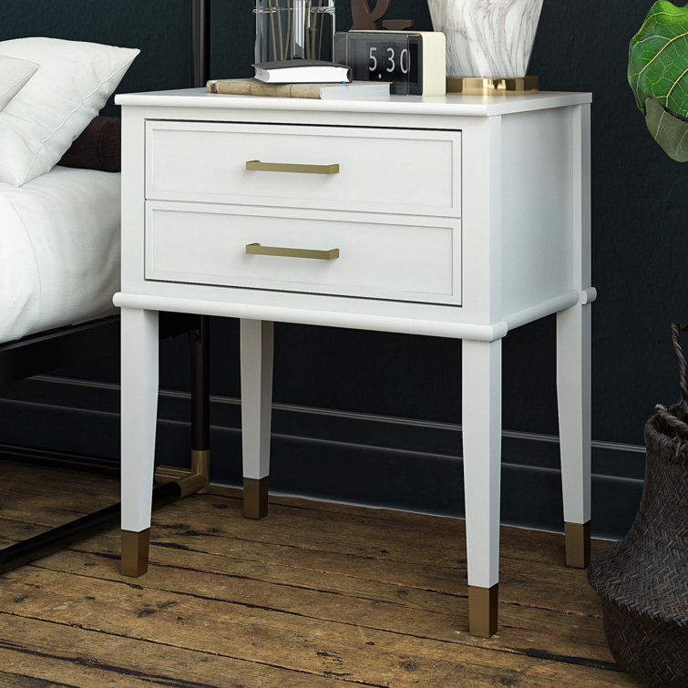 Westerleigh Sophisticated White End Table with Gold Accents