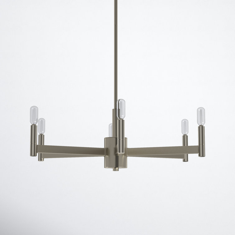 Satin Nickel 6-Light Modern Candle Chandelier