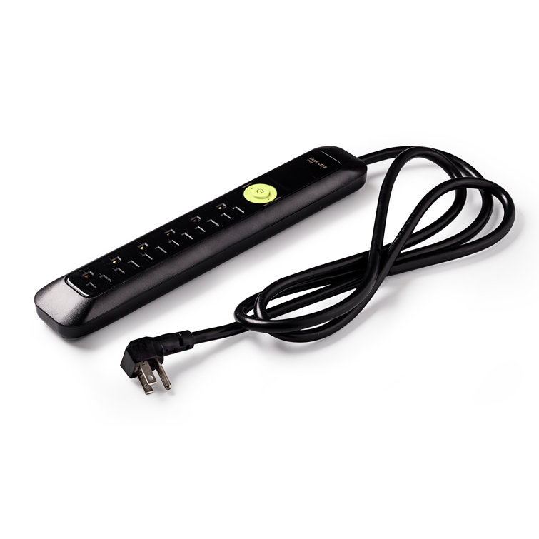 Black 6-Outlet Heavy Duty Power Strip with Surge Protector