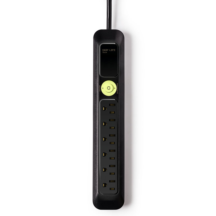 Black 6-Outlet Heavy Duty Power Strip with Surge Protector