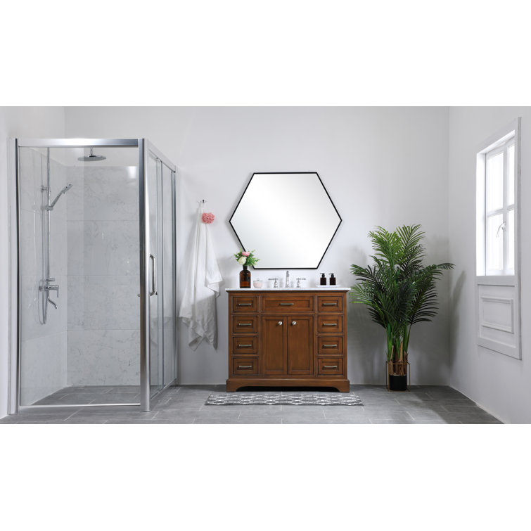 Elegant Teak 42" Single Vanity with Marble Top
