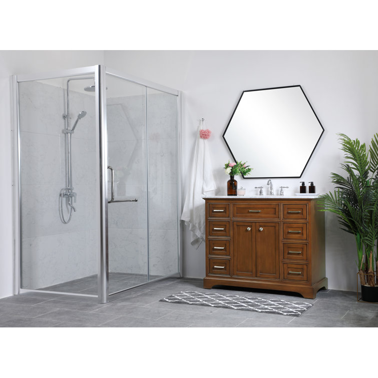 Elegant Teak 42" Single Vanity with Marble Top