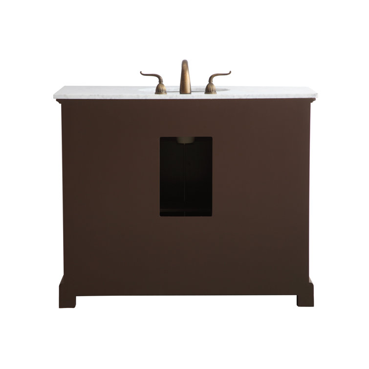 Elegant Teak 42" Single Vanity with Marble Top