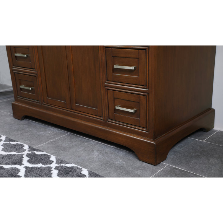 Elegant Teak 42" Single Vanity with Marble Top
