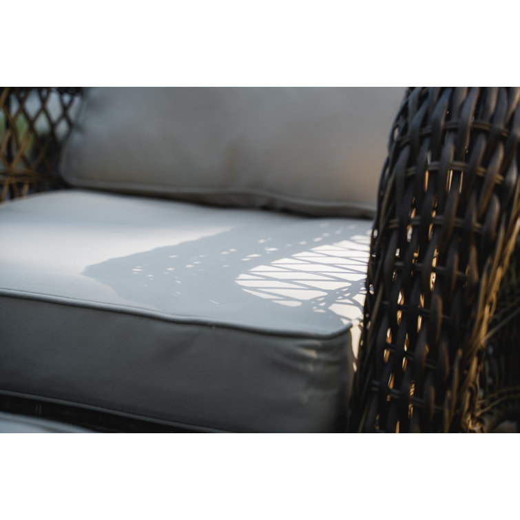 Sandstone Wicker Swivel Glider Armchair with Beige Cushions