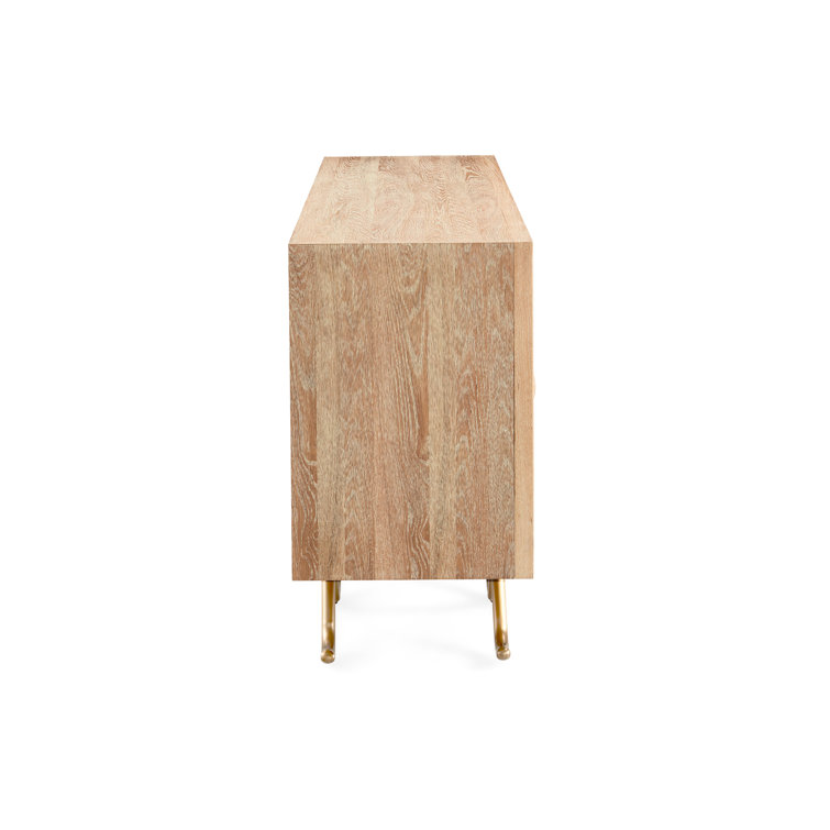 Brussels Grand Oak Buffet with Brushed Brass Base and Velvet-Lined Drawers