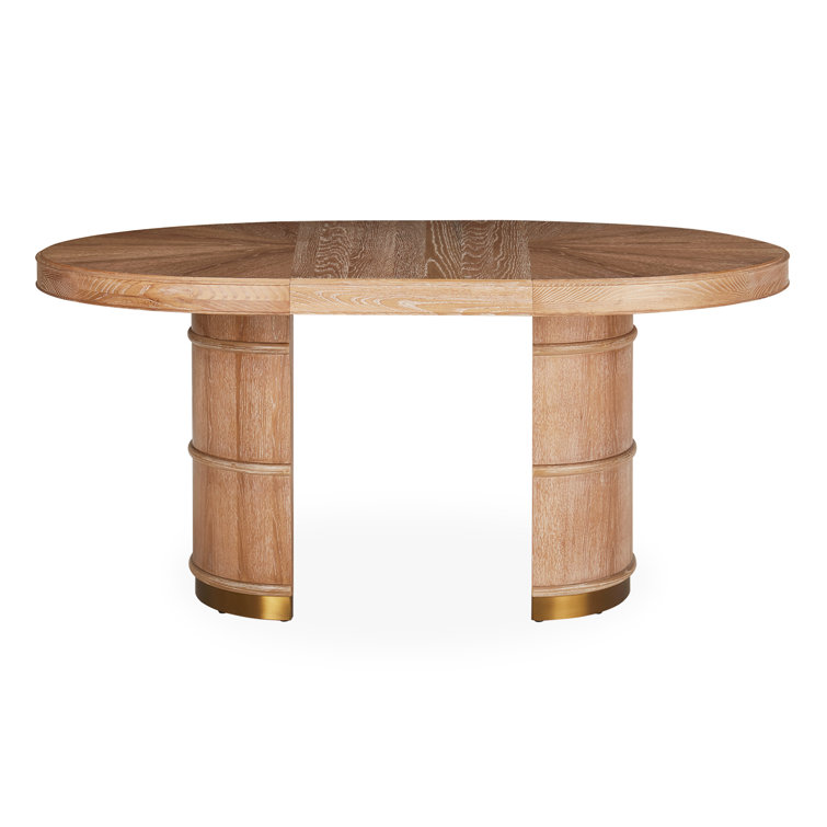 Brussels Reclaimed Oak & Brass Round Extendable Dining Table