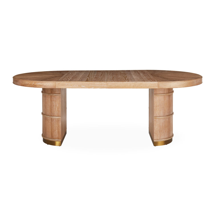 Brussels Reclaimed Oak & Brass Round Extendable Dining Table