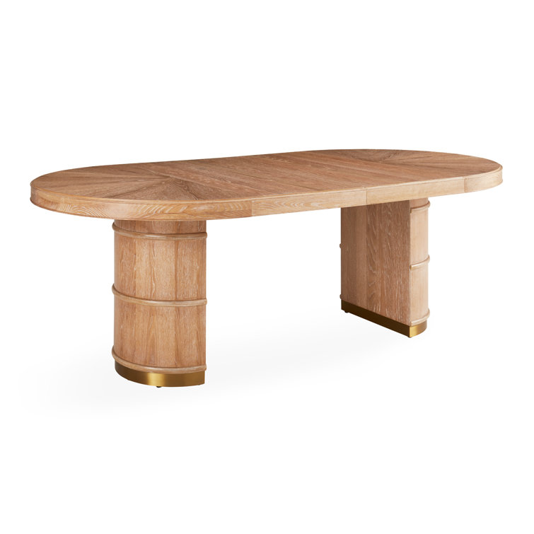 Brussels Reclaimed Oak & Brass Round Extendable Dining Table