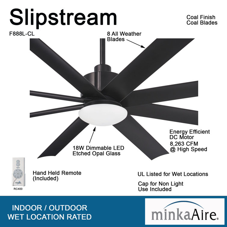 Slipstream 65" Coal 8-Blade Smart LED Ceiling Fan with Remote