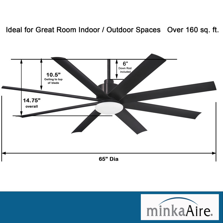 Slipstream 65" Coal 8-Blade Smart LED Ceiling Fan with Remote