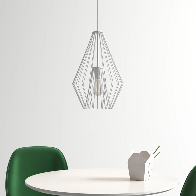 White Geometric Metal Single Light Pendant