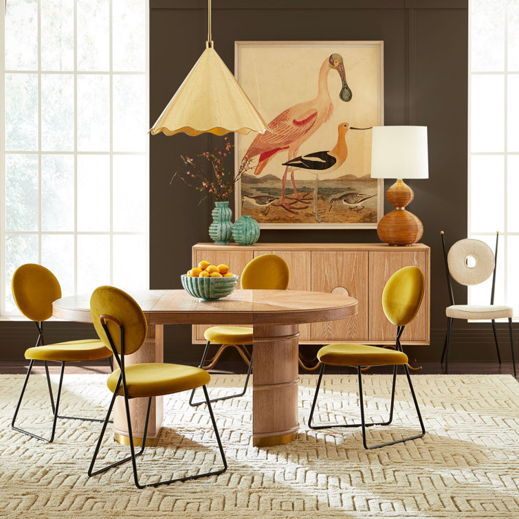 Brussels Reclaimed Oak & Brass Round Extendable Dining Table