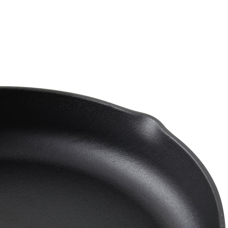 12 Inch Black Cast Iron Induction Skillet with Pour Spouts