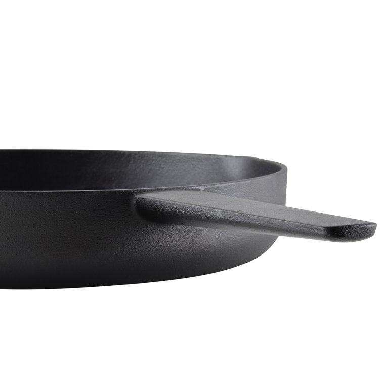 12 Inch Black Cast Iron Induction Skillet with Pour Spouts