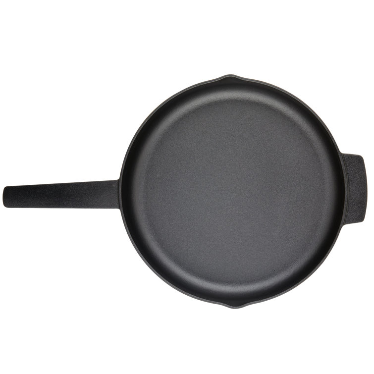 12 Inch Black Cast Iron Induction Skillet with Pour Spouts