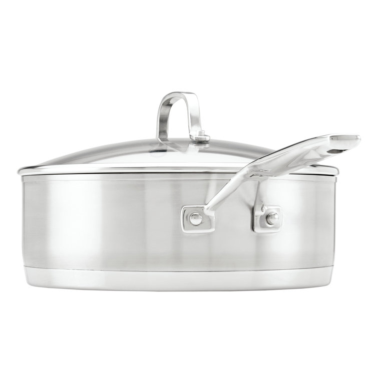 4.5-Quart Brushed Stainless Steel Induction Saute Pan with Lid