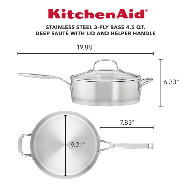 4.5-Quart Brushed Stainless Steel Induction Saute Pan with Lid