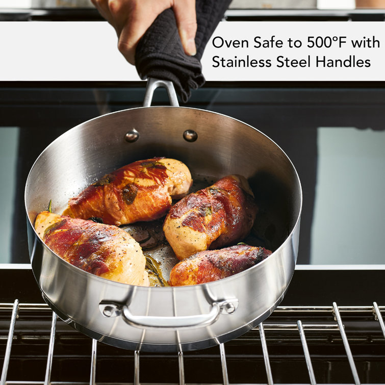 4.5-Quart Brushed Stainless Steel Induction Saute Pan with Lid