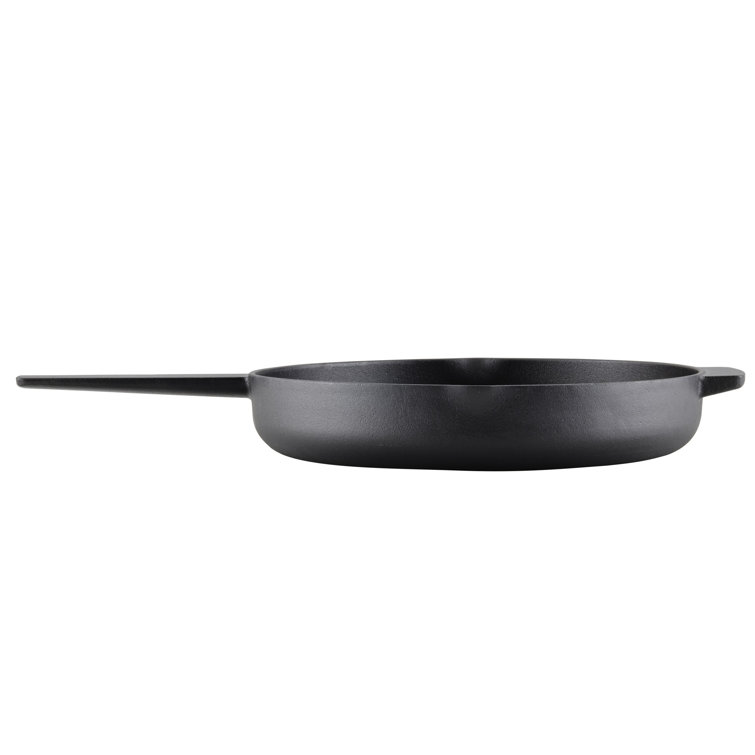 12 Inch Black Cast Iron Induction Skillet with Pour Spouts