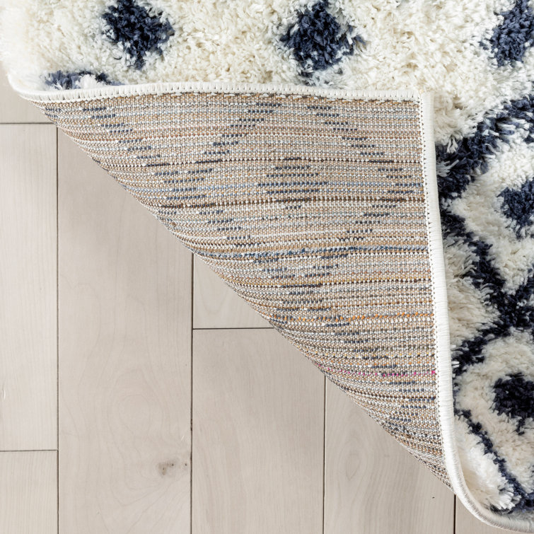 Celeste Blue Geometric Shag Rug, 47" x 63", Easy Care & Stain-Resistant