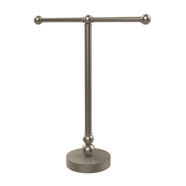 Antique Pewter Two-Arm Bronze Countertop Towel Stand