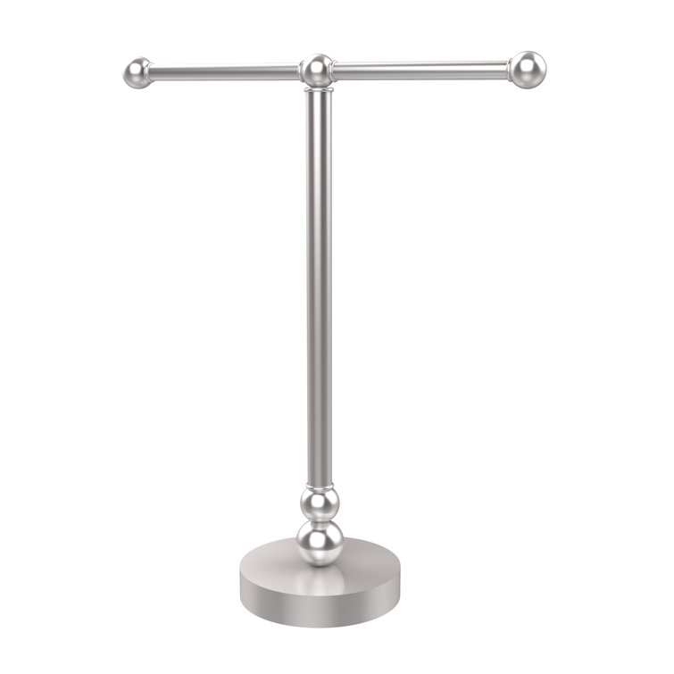 Satin Chrome 2-Arm Countertop Towel Stand