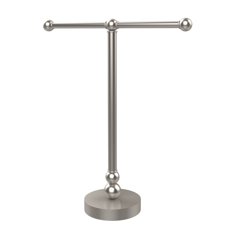 Satin Nickel 2-Arm Countertop Towel Stand