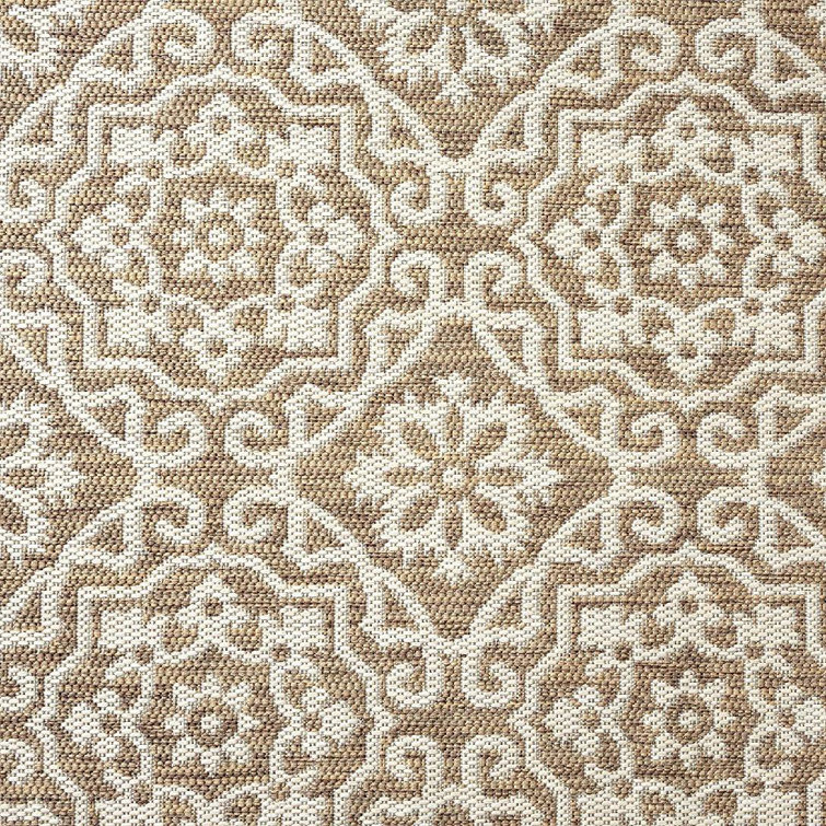 Brown and Beige Geometric Synthetic 8' x 10' Reversible Area Rug