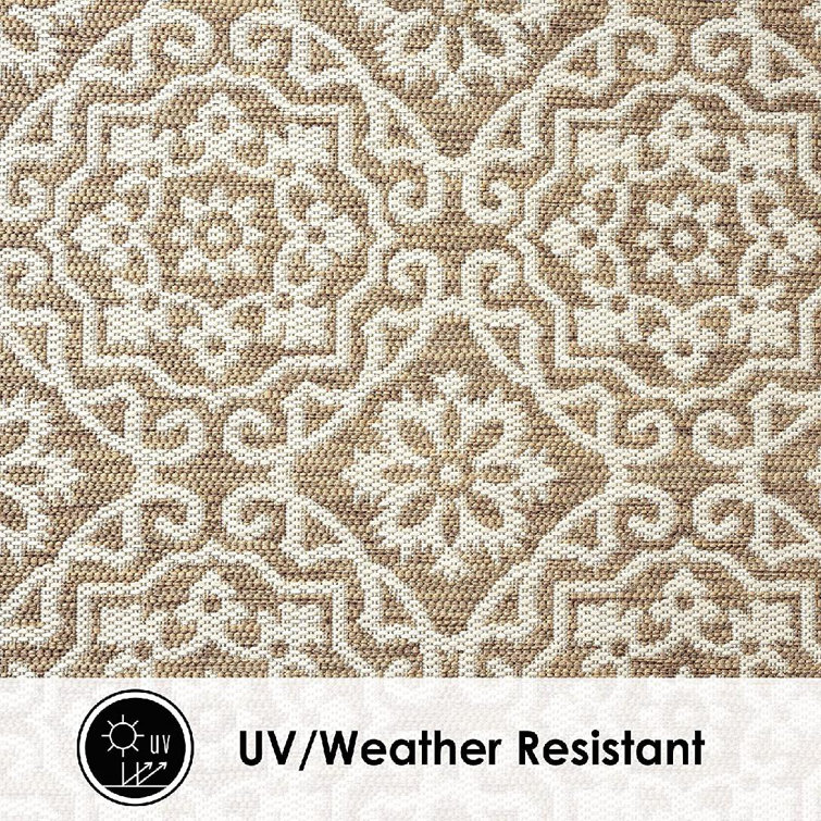 Brown and Beige Geometric Synthetic 8' x 10' Reversible Area Rug