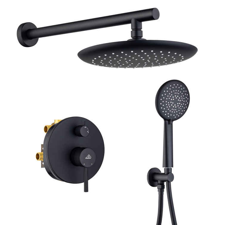 Matte Black Modern Wall-Mounted Shower System with Handheld