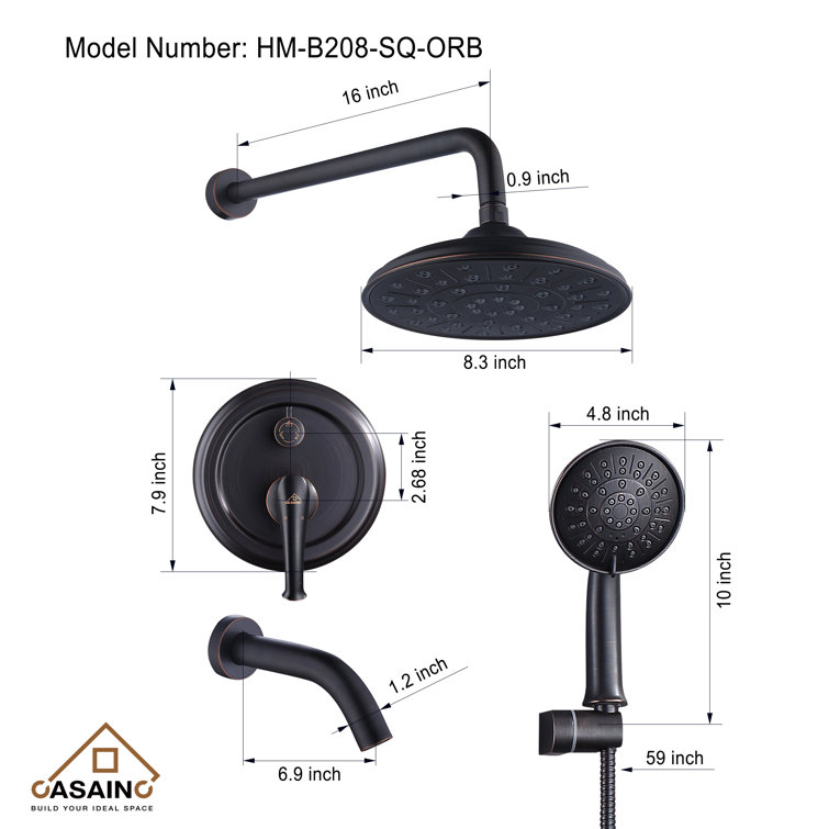 Oil Rubbed Bronze Multi-Head Wall Mounted Shower System