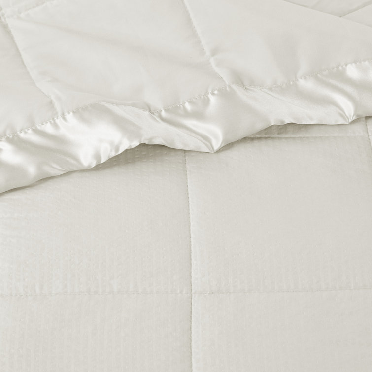 Ivory King Size Reversible Down Alternative Blanket with Satin Trim