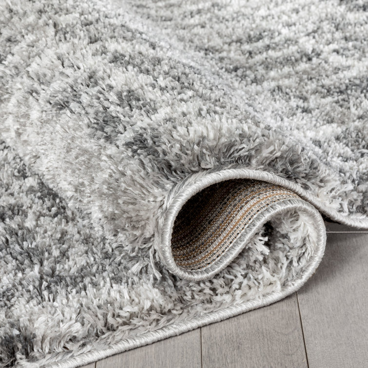 Celeste Gray Geometric Shag Rectangular Area Rug