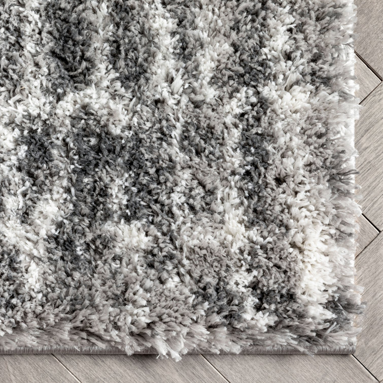 Celeste Gray Geometric Shag Rectangular Area Rug