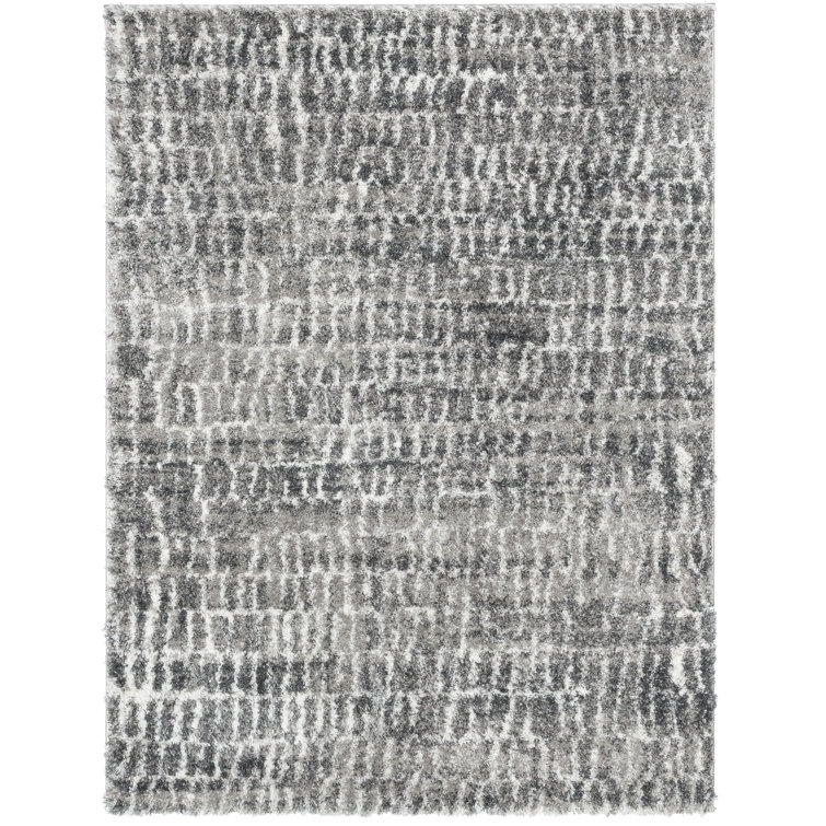Celeste Gray Geometric Shag Rectangular Area Rug