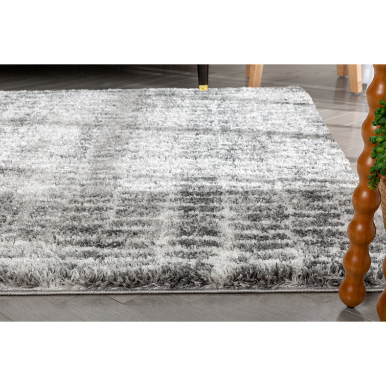 Celeste Gray Geometric Shag Rectangular Area Rug