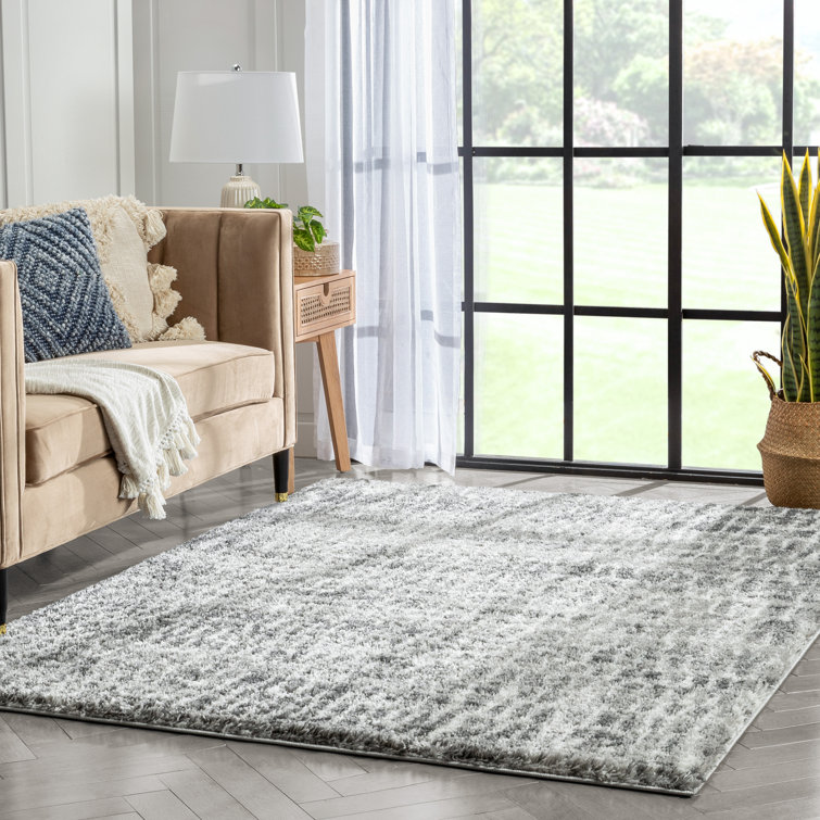 Celeste Gray Geometric Shag Rectangular Area Rug