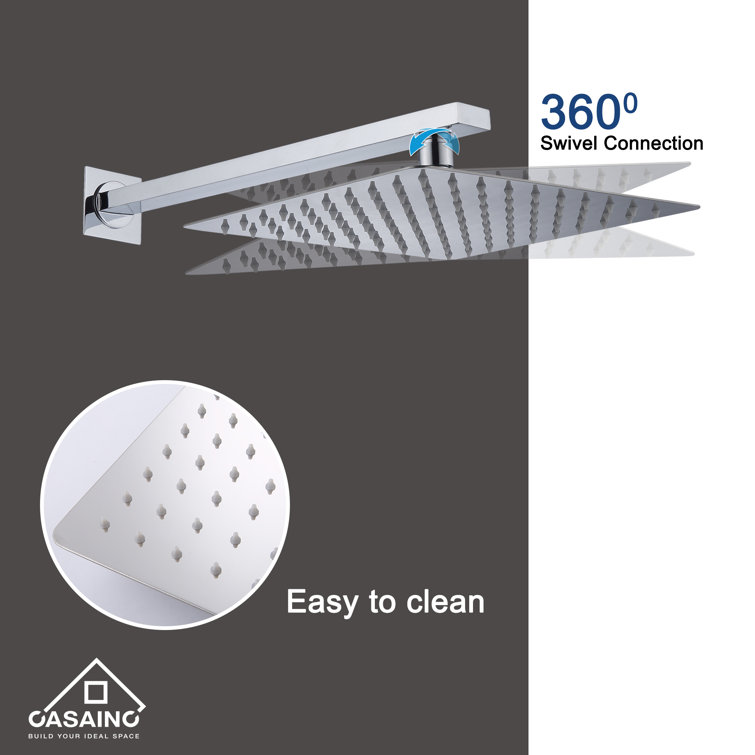 Chrome Dual Square Rain Handheld Wall Mounted Shower System